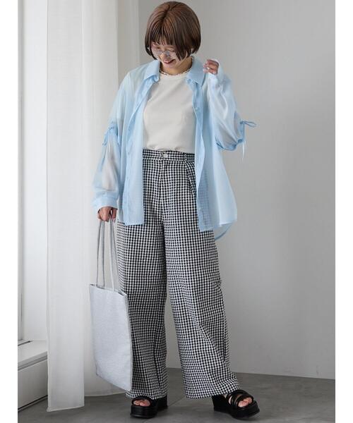 ehka sopo(エヘカソポ)の「ギンガムチェックタックパンツ(その他パンツ・レディース・レッド/パープル/ブラック・F)」の7枚目の写真