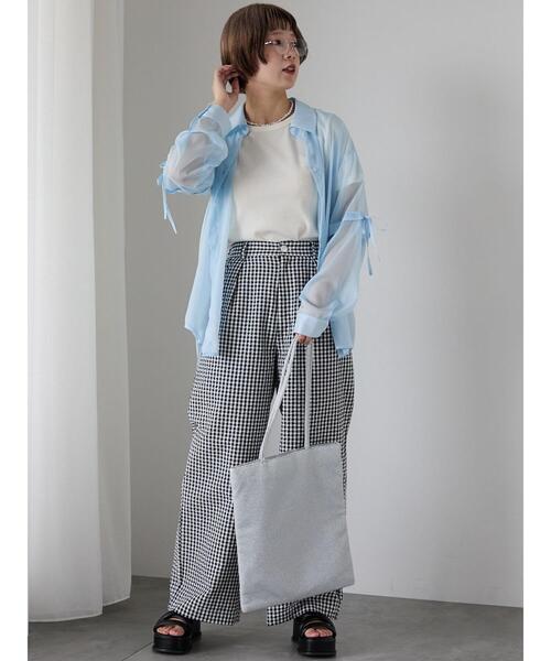 ehka sopo(エヘカソポ)の「ギンガムチェックタックパンツ(その他パンツ・レディース・レッド/パープル/ブラック・F)」の8枚目の写真