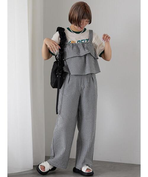 ehka sopo(エヘカソポ)の「ギンガムチェックタックパンツ(その他パンツ・レディース・レッド/パープル/ブラック・F)」の11枚目の写真