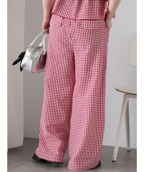 ehka sopo(エヘカソポ)の「ギンガムチェックタックパンツ(その他パンツ・レディース・レッド/パープル/ブラック・F)」の16枚目の写真