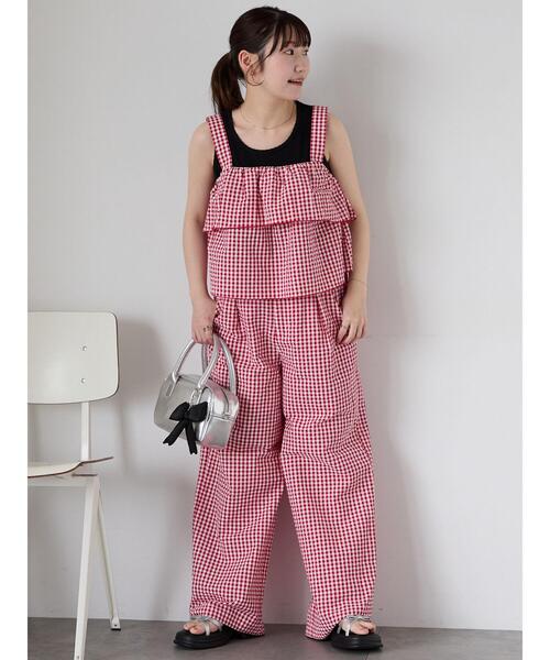 ehka sopo(エヘカソポ)の「ギンガムチェックタックパンツ(その他パンツ・レディース・レッド/パープル/ブラック・F)」の18枚目の写真
