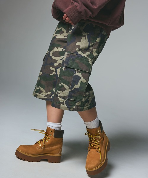 レディース X-girl エックスガール タイガーストライプカモパンツ 軍パン WASHED 2WAY WIDE LEG CARGO PANTS(カーゴパンツ)|X-girl