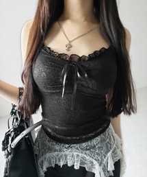 me+em select(~[ZNg)́y Qcolor ztg{[XC[hL~\[ ^ front ribbon lace layered camisole(L~\[)