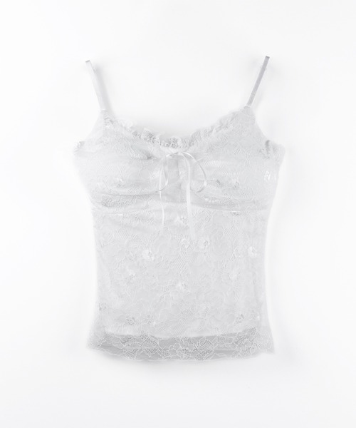 me+em select(ミームセレクト)の「【 2color 】フロントリボンレースレイヤードキャミソール / front ribbon lace layered camisole(キャミソール・レディース・ブラック/ホワイト・FREE)」の10枚目の写真