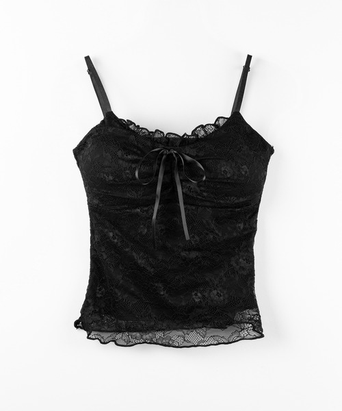 me+em select(ミームセレクト)の「【 2color 】フロントリボンレースレイヤードキャミソール / front ribbon lace layered camisole(キャミソール・レディース・ブラック/ホワイト・FREE)」の11枚目の写真
