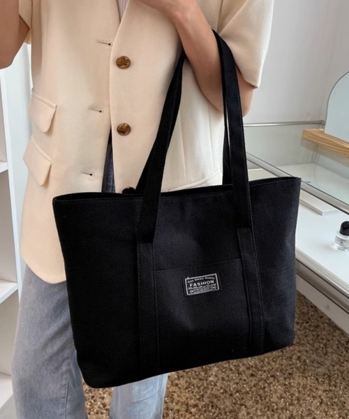 Beststore(ベストストア)の「大人カジュアルなキャンバストートバッグ ショッピングバッグ(トートバッグ・レディース・アイボリー/ブラック/グレー/ベージュ・FREE)」の9枚目の写真