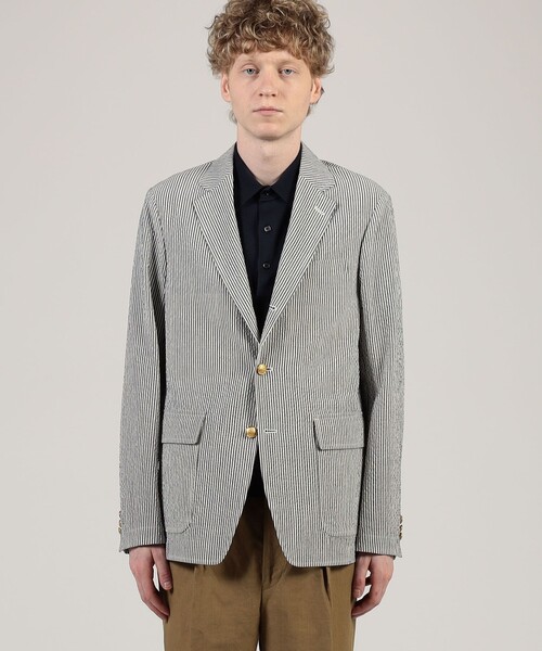 セール】ウールポリエステル サッカー シングルブレステッド3B