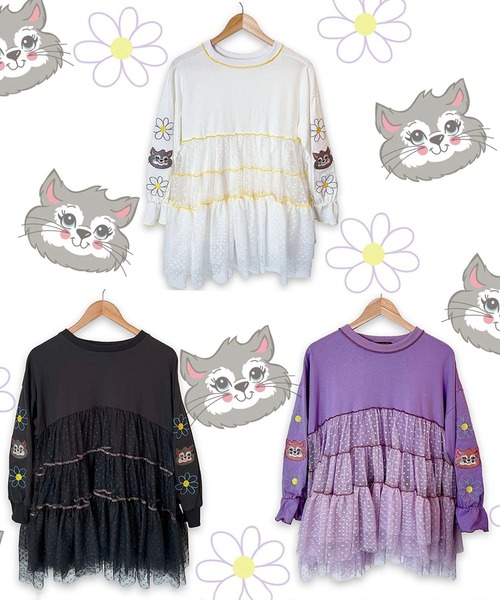 KawaeKayo(カワエカヨ)の「キティチュニックロンT(Tシャツ/カットソー・レディース・ブラック/ホワイト/ラベンダー・FREE)」の9枚目の写真