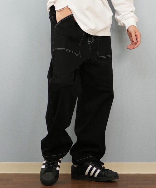 DC(ディーシー)の「DC/ディーシー ワイドデニム/ロンパン ストレッチ DPT254033(デニムパンツ・メンズ・ブラック/ブラウン・XL/L/M)」の2枚目の写真