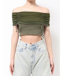 EMODA | ギャザーオフショルダーリボントップ(Tシャツ/カットソー)