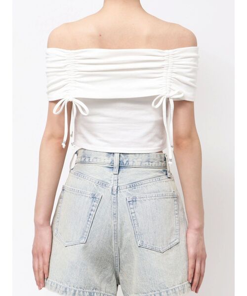 EMODA（エモダ）の「ギャザーオフショルダーリボントップ（Tシャツ/カットソー・レディース・カーキ/ホワイト/ブラック/グレー・FREE）」の10枚目の写真