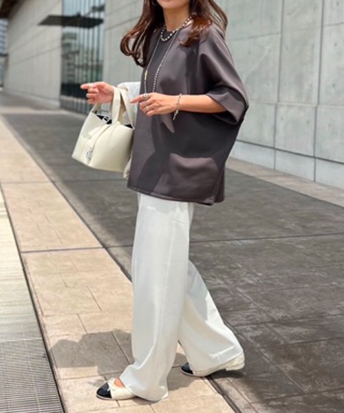 Emma Taylor(エマテイラー)の「ライトダンボールドロストヘムプルオーバー(Tシャツ/カットソー・レディース・ホワイト/ブラウン/ブラック/チャコールグレー・FREE)」の21枚目の写真