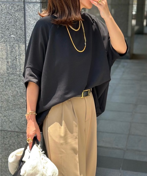 Emma Taylor(エマテイラー)の「ライトダンボールドロストヘムプルオーバー(Tシャツ/カットソー・レディース・ホワイト/ブラウン/ブラック/チャコールグレー・FREE)」の12枚目の写真