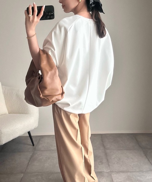Emma Taylor(エマテイラー)の「ライトダンボールドロストヘムプルオーバー(Tシャツ/カットソー・レディース・ホワイト/ブラウン/ブラック/チャコールグレー・FREE)」の5枚目の写真