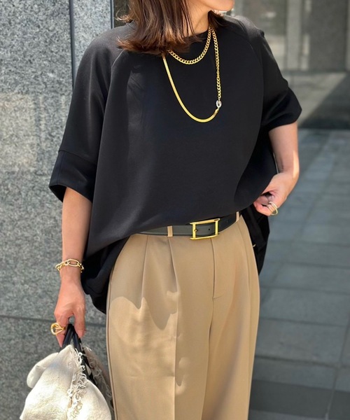 Emma Taylor(エマテイラー)の「ライトダンボールドロストヘムプルオーバー(Tシャツ/カットソー・レディース・ホワイト/ブラウン/ブラック/チャコールグレー・FREE)」の14枚目の写真