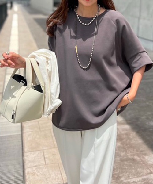 Emma Taylor(エマテイラー)の「ライトダンボールドロストヘムプルオーバー(Tシャツ/カットソー・レディース・ホワイト/ブラウン/ブラック/チャコールグレー・FREE)」の16枚目の写真