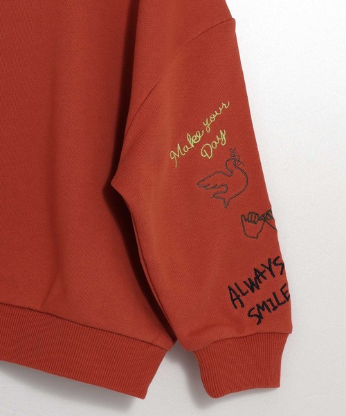 MAKE YOUR DAY（メイクユアデイ）の「ラクガキ袖刺繍裏毛トレーナー■80～140cm（スウェット・キッズ・アイボリー/グレー/オレンジ・140/130/120/110/100/90/80）」の20枚目の写真