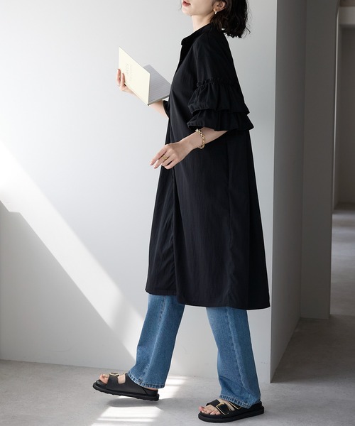 each（イーチ）の「スタンドカラーフリルスリーブチュニック（チュニック・レディース・オフホワイト/ブラック・FREE）」の15枚目の写真