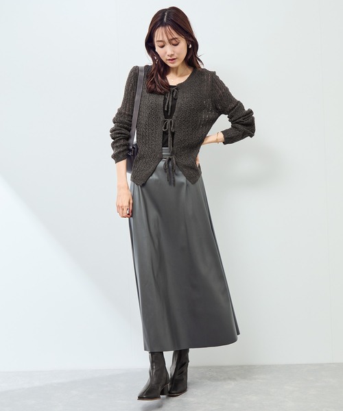 ROPE' PICNIC(ロペピクニック)の「レース編みメッシュニットカーディガン(カーディガン/ボレロ・レディース・ベージュ系その他/ダークブラウン/キナリ・FREE)」の12枚目の写真