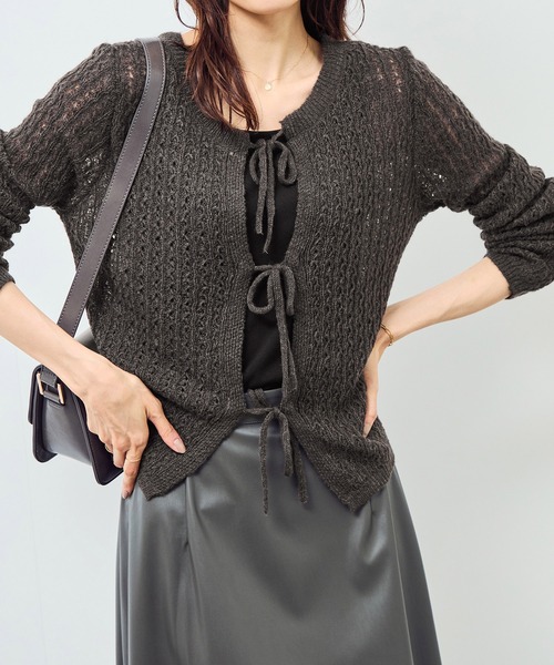 ROPE' PICNIC(ロペピクニック)の「レース編みメッシュニットカーディガン(カーディガン/ボレロ・レディース・ベージュ系その他/ダークブラウン/キナリ・FREE)」の15枚目の写真