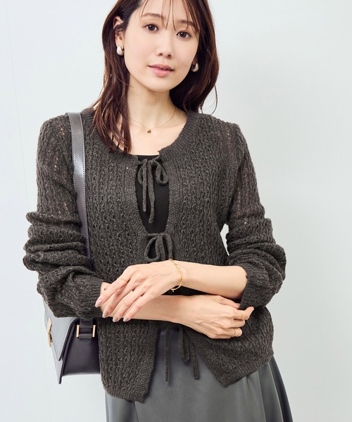 ROPE' PICNIC(ロペピクニック)の「レース編みメッシュニットカーディガン(カーディガン/ボレロ・レディース・ベージュ系その他/ダークブラウン/キナリ・FREE)」の16枚目の写真