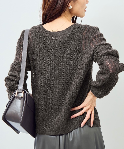 ROPE' PICNIC(ロペピクニック)の「レース編みメッシュニットカーディガン(カーディガン/ボレロ・レディース・ベージュ系その他/ダークブラウン/キナリ・FREE)」の17枚目の写真