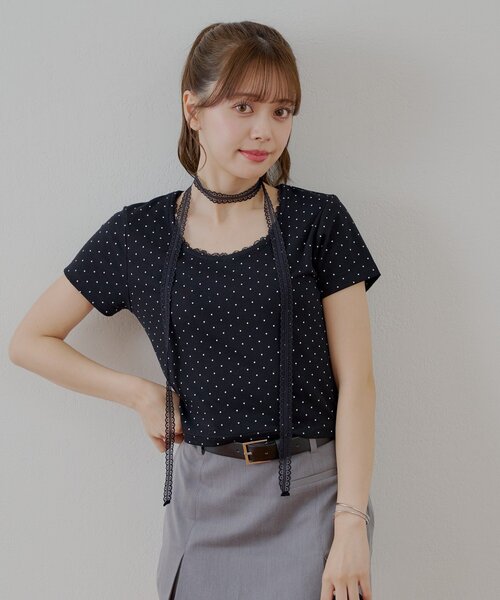 トップス Chiho スキッパーカラー 半袖ブラウス TINA：JOJUN 全2色｜tnj831-0876