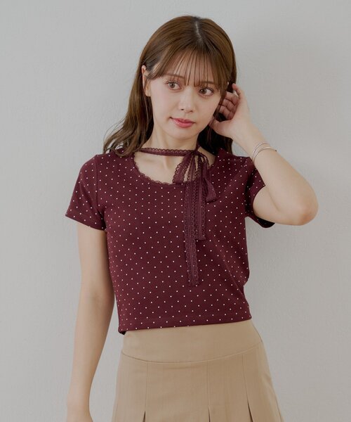 Chico(チコ)の「ドットプリントレースチョーカー付Tシャツ(Tシャツ/カットソー・レディース・ホワイト/ブラウン/ブラック/グレー・FREE)」の20枚目の写真