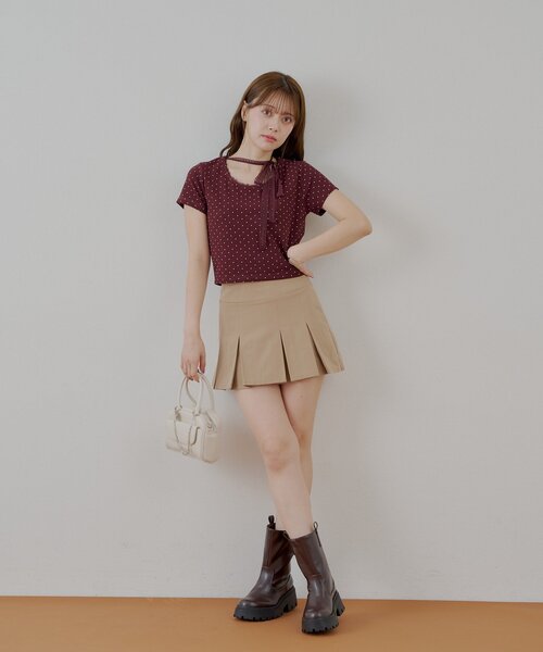 Chico(チコ)の「ドットプリントレースチョーカー付Tシャツ(Tシャツ/カットソー・レディース・ホワイト/ブラウン/ブラック/グレー・FREE)」の21枚目の写真