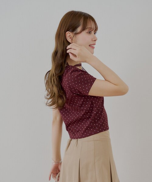 売れ筋商品|||フェールラーベン カットソー トップス レディース Abisko Wool Fox Shirt - Women's Chalk Rose/Port セール】ドットプリントレースチョーカー付Tシャツ（Tシャツ