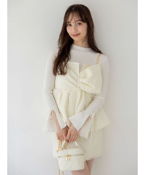 dazzlin（ダズリン）の「ツイードツイストビスチェ（タンクトップ・レディース・ピンク/アイボリー/ブラック・FREE）」の7枚目の写真