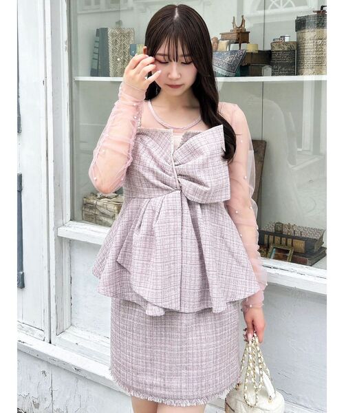 dazzlin（ダズリン）の「ツイードツイストビスチェ（タンクトップ・レディース・ピンク/アイボリー/ブラック・FREE）」の16枚目の写真