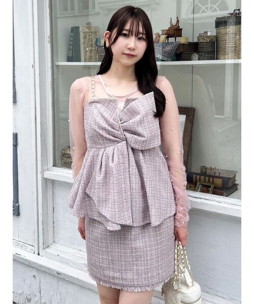 dazzlin（ダズリン）の「ツイードツイストビスチェ（タンクトップ・レディース・ピンク/アイボリー/ブラック・FREE）」の17枚目の写真