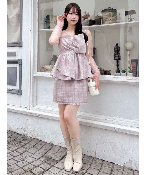 dazzlin（ダズリン）の「ツイードツイストビスチェ（タンクトップ・レディース・ピンク/アイボリー/ブラック・FREE）」の22枚目の写真