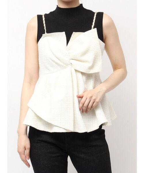 dazzlin（ダズリン）の「ツイードツイストビスチェ（タンクトップ・レディース・ピンク/アイボリー/ブラック・FREE）」の4枚目の写真