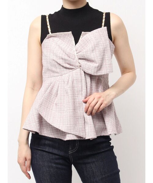 dazzlin（ダズリン）の「ツイードツイストビスチェ（タンクトップ・レディース・ピンク/アイボリー/ブラック・FREE）」の5枚目の写真