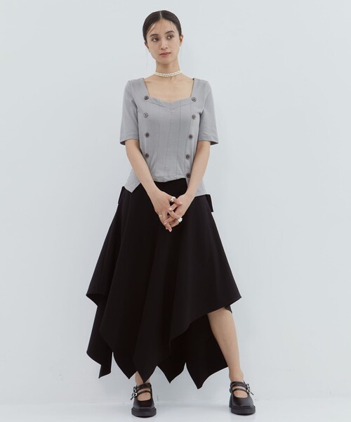 YOHEI OHNO（ヨウヘイオオノ）の「【YOHEI OHNO/ヨウヘイオオノ】《STUDIOUS別注》Stomacher Tshirt/カットソー/Tシャツ（Tシャツ/カットソー・レディース・ブラック/グレー・36）」の11枚目の写真