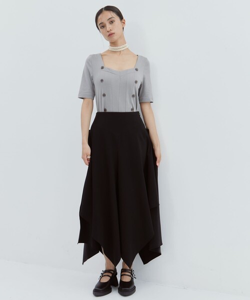 YOHEI OHNO（ヨウヘイオオノ）の「【YOHEI OHNO/ヨウヘイオオノ】《STUDIOUS別注》Stomacher Tshirt/カットソー/Tシャツ（Tシャツ/カットソー・レディース・ブラック/グレー・36）」の10枚目の写真