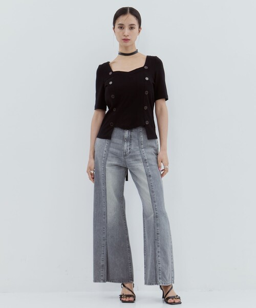 YOHEI OHNO（ヨウヘイオオノ）の「【YOHEI OHNO/ヨウヘイオオノ】《STUDIOUS別注》Stomacher Tshirt/カットソー/Tシャツ（Tシャツ/カットソー・レディース・ブラック/グレー・36）」の20枚目の写真