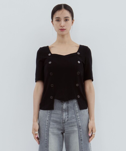 YOHEI OHNO（ヨウヘイオオノ）の「【YOHEI OHNO/ヨウヘイオオノ】《STUDIOUS別注》Stomacher Tshirt/カットソー/Tシャツ（Tシャツ/カットソー・レディース・ブラック/グレー・36）」の18枚目の写真