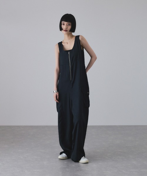 slow様アダムエロペ　クロスミリタリーオールインワン　ネイビー　新品　38 ADAM ET ROPÉ FEMME(アダム エ ロペ ファム) / ピグメントクロス