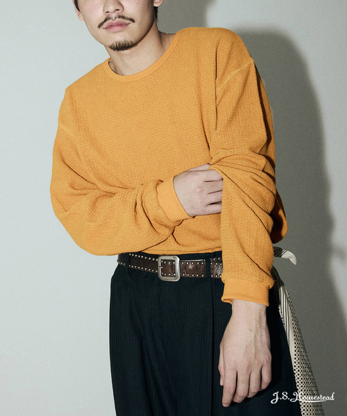 JOURNAL STANDARD J.S HOMESTEAD（ジャーナルスタンダードホームステッド）の「J.S.Homestead /  レノ メッシュ ファブリック ロンT（Tシャツ/カットソー・メンズ・マスタード/アイボリー/ブラック/ブラウン・LARGE/MEDIUM）」の4枚目の写真