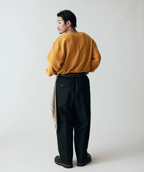 JOURNAL STANDARD J.S HOMESTEAD（ジャーナルスタンダードホームステッド）の「J.S.Homestead /  レノ メッシュ ファブリック ロンT（Tシャツ/カットソー・メンズ・マスタード/アイボリー/ブラック/ブラウン・LARGE/MEDIUM）」の6枚目の写真