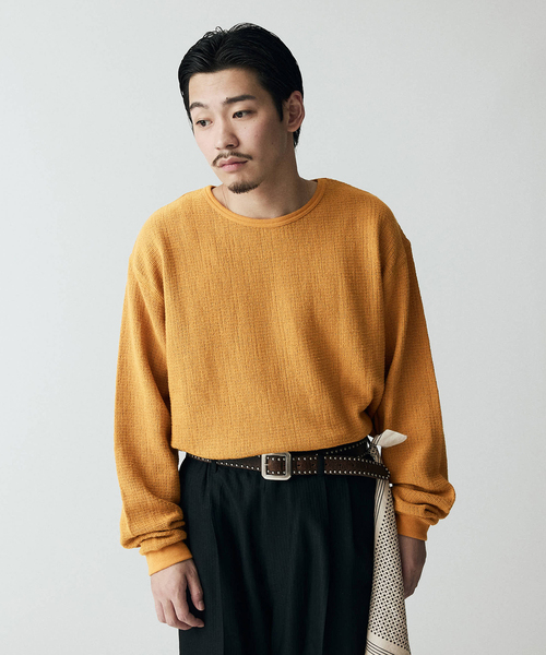 JOURNAL STANDARD J.S HOMESTEAD（ジャーナルスタンダードホームステッド）の「J.S.Homestead /  レノ メッシュ ファブリック ロンT（Tシャツ/カットソー・メンズ・マスタード/アイボリー/ブラック/ブラウン・LARGE/MEDIUM）」の7枚目の写真