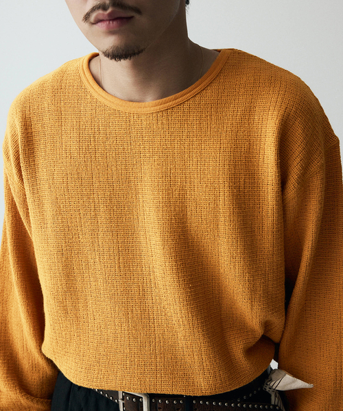 JOURNAL STANDARD J.S HOMESTEAD（ジャーナルスタンダードホームステッド）の「J.S.Homestead /  レノ メッシュ ファブリック ロンT（Tシャツ/カットソー・メンズ・マスタード/アイボリー/ブラック/ブラウン・LARGE/MEDIUM）」の8枚目の写真