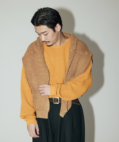 JOURNAL STANDARD J.S HOMESTEAD（ジャーナルスタンダードホームステッド）の「J.S.Homestead /  レノ メッシュ ファブリック ロンT（Tシャツ/カットソー・メンズ・マスタード/アイボリー/ブラック/ブラウン・LARGE/MEDIUM）」の10枚目の写真