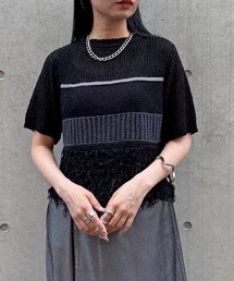 ニット セーター 「＆g'aime」ビジューハーフスリーブニット　Bijou Knit Pullover レディース &g'aime ニット セーター 「＆g'aime」ビジューハーフスリーブ