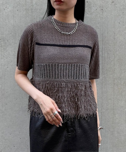 &g'aime（アンジェム）の「【&g'aime】ループMIX配色ニット　Loop Blend Color Knit（ニット/セーター・レディース・ブラック/モカ/ホワイト・FREE）」の3枚目の写真