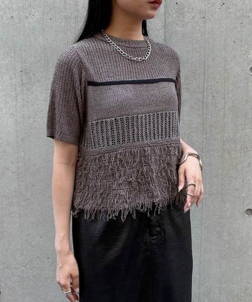 &g'aime（アンジェム）の「【&g'aime】ループMIX配色ニット　Loop Blend Color Knit（ニット/セーター・レディース・ブラック/モカ/ホワイト・FREE）」の5枚目の写真