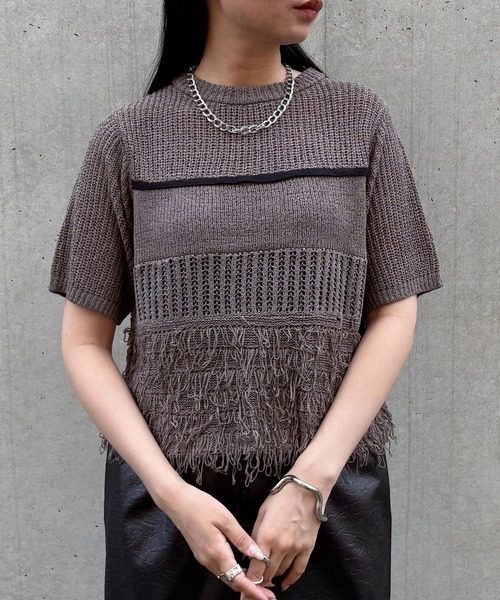 &g'aime（アンジェム）の「【&g'aime】ループMIX配色ニット　Loop Blend Color Knit（ニット/セーター・レディース・ブラック/モカ/ホワイト・FREE）」の4枚目の写真